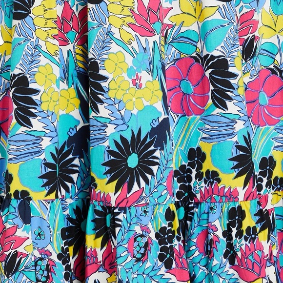 DVF Diane von Furstenberg Frankie Floral Tiered Poplin Midi Dress Size 6 EUC - Picture 5 of 10